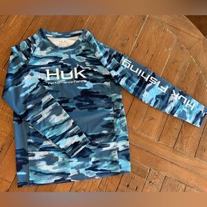Huk Kids Blue Camouflage Performance Long-Sleeve